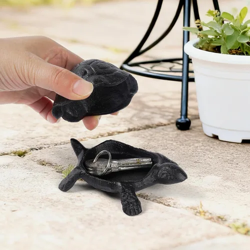 Miniatura 5 de Llavero de tortuga de hierro fundido, decorativo para interiores y exteriores, para jardín, patio, joyas, baratijas, cajas fuertes de desviación