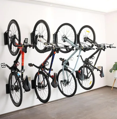 Miniatura 6 de PHUNAYA Soporte de pared vertical para bicicleta, ganchos giratorios para bicicleta, para garaje, pared de garaje, ganchos para bicicletas, jardín