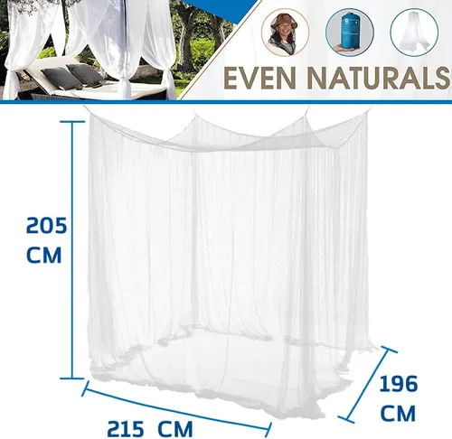 Miniatura 4 de EVEN NATURALS Mosquitera de lujo para cama doble a King Size con dosel Casa de malla para acampar Malla más fina – 300 agujeros por pulgada