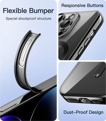 Miniatura 6 de JETech Funda transparente suave para iPhone 14 Pro de 6.1 pulgadas, protección completa para lente de cámara, compatible con carga inalámbrica Negro