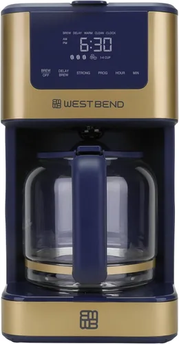 Miniatura 6 de West Bend Cafetera programable atemporal de 12 tazas con selector de fuerza de preparación para café caliente y helado, incluye opción