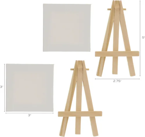 Miniatura 6 de Paquete de fiesta mini lienzos con caballete, 4 piezas, para artistas principiantes, ideal para bellas artes, manualidades, decoración del hogar