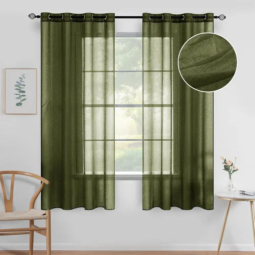 Miniatura 20 de MIULEE - Cortinas transparentes para ventana (2 paneles). Cortinas elegantes., Poliéster & Mezcla de poliéster, Blanco