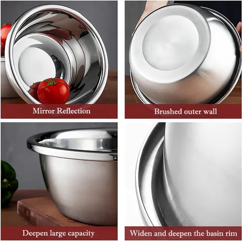Miniatura 2 de meleg otthon Tazón de Mezcla de Acero Inoxidable, Tazón de Ensalada 11QT, Cuencos de Metal, Envase de Acero Inoxidable, Tazón Apta para Lavavajillas