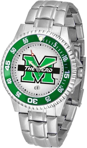 Miniatura 12 de SunTime Reloj de cuarzo de 1.575 in para hombre, correa de acero inoxidable de 0.787 in, esfera Gameday Tulane ola verde