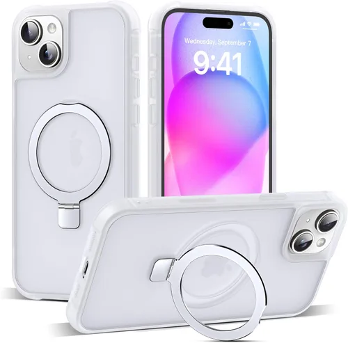 Miniatura 178 de SKYLMW – Funda compatible con iPhone 12 Pro Max y iPhone 13 Pro Max con soporte magnético invisible tipo anillo, fundas translúcidas para teléfonos