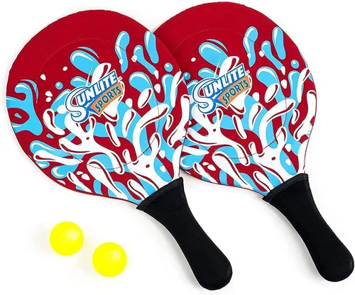 Sunlite Sports Juego de remo de playa, 2 paletas y 2 bolas, perfecto para diversión en el patio trasero o al aire libre o playa o césped, rojo