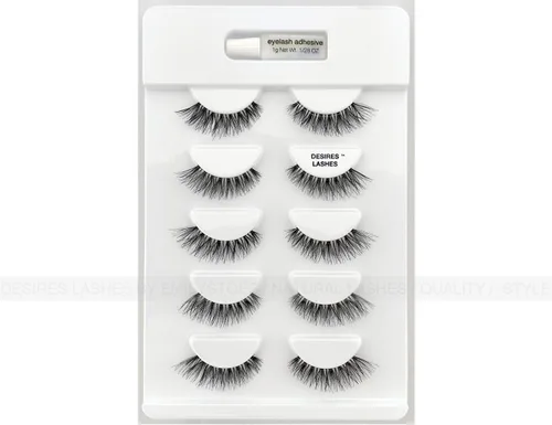 Miniatura 2 de DESIRES LASHES - Paquete múltiple de pestañas postizas Demi Wispies, 5 pares por kit, lunes 01