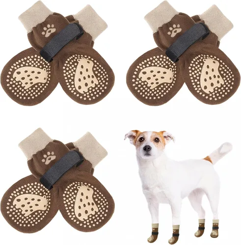 Miniatura 16 de SCENEREAL 6 piezas de calcetines antideslizantes para perros para prevenir lamido de patas para pavimento caliente/frío, calcetines de agarre