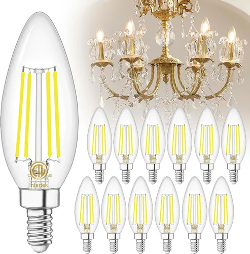 Miniatura 10 de winshine E12 Candelabra LED Bulbs Dimmable 2700K Warm White 60W Equivalent, Energy Efficient 4W, Type B Light Bulb for Chandelier, C35 Ceiling Fan
