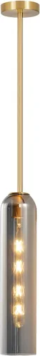 BOKT Moderna lámpara colgante de cristal, lámpara nórdica de tubo largo, lámpara colgante ajustable de mediados de siglo, iluminación colgante de