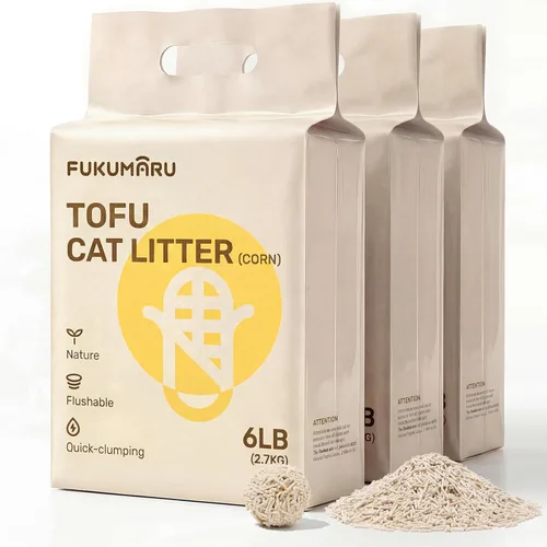 Miniatura 12 de FUKUMARU Arena para gatos de tofu – Gránulos de arena de maíz mixtos ligeros naturales, sin polvo, aglutinación rápida, control eficaz de olores