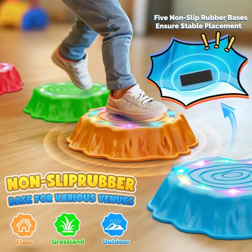 Miniatura 3 de Flooyes Escalones luminosos para niños, 6 piezas con música, escalones antideslizantes, juguete sensorial para habilidades de equilibrio