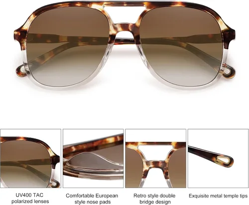 Miniatura 2 de SOJOS Gafas de sol estilo aviador polarizadas retro para mujeres y hombres, clásicos de los años 70, estilo vintage, cuadrados, estilo aviador