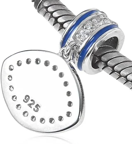 Miniatura 3 de Abalorio de ojo azul de plata de ley 925 para pulseras de dijes de bricolaje, Plata esterlina