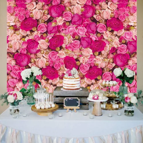 Miniatura 4 de Fondo de pared de rosas rojas y rosas rosas para el Día de la Madre, telón de fondo para fotografía de niñas, princesa, cumpleaños, baby shower