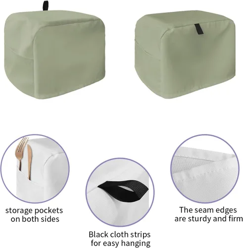 Miniatura 2 de Cubierta para tostadora verde salvia, a prueba de polvo, 2 rebanadas, cubierta para hacer pan, 12 x 7.5 x 8 pulgadas