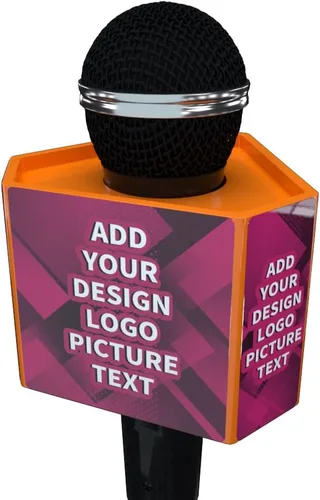Miniatura 5 de Caja de micrófono personalizada Logo personalizado Cubo Hexágono micrófono bandera (negro)