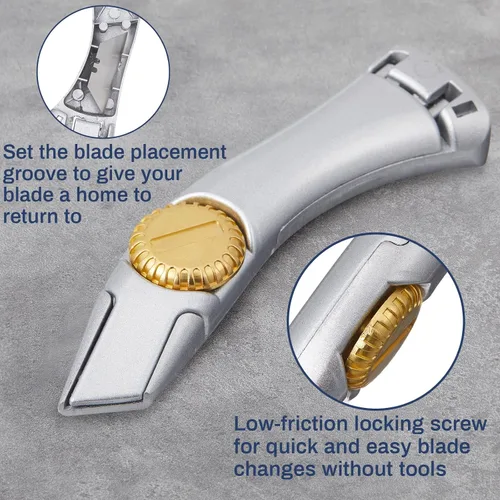 Miniatura 3 de 2 Piezas Cuchillo para Alfombra de Servicio Pesado Cuchillo de Vinilo para Paneles de Yeso de Techado con Cuchillas Utilitarias Fijas de Repuesto