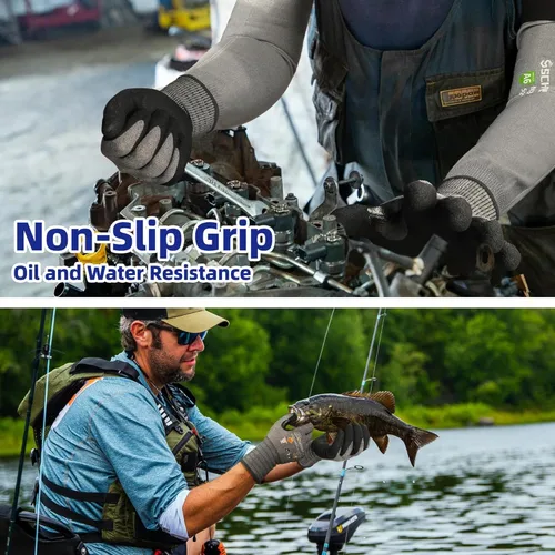 Miniatura 6 de Schwer A4 AIR-SKIN AR5918 - Guantes de trabajo resistentes a cortes con extremadamente ligeros y delgados, guantes de agarre para jardinería, pesca