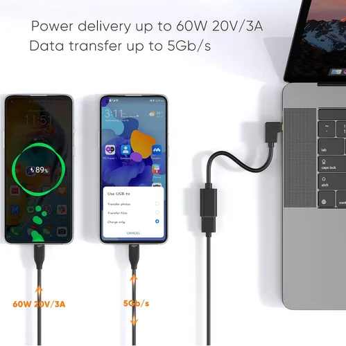 Miniatura 3 de CableCreation Adaptador USB C a USB hembra de 90 grados, cable USB C OTG, tipo C a USB A, conector hembra compatible con MacBook Pro Air, iPad