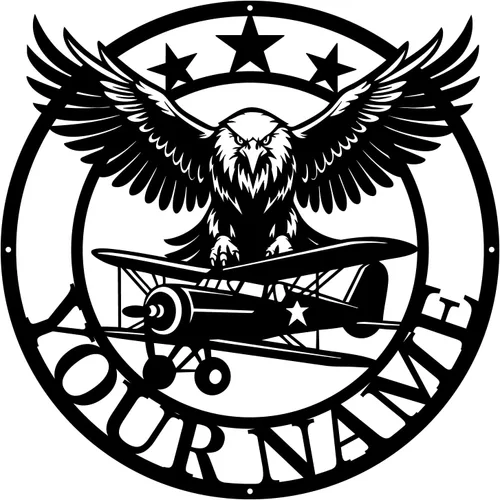 Magilab Placa de pared de avión retro con nombre personalizado, decoración de metal de hierro personalizado, letrero de aviación negro de 8 a 30