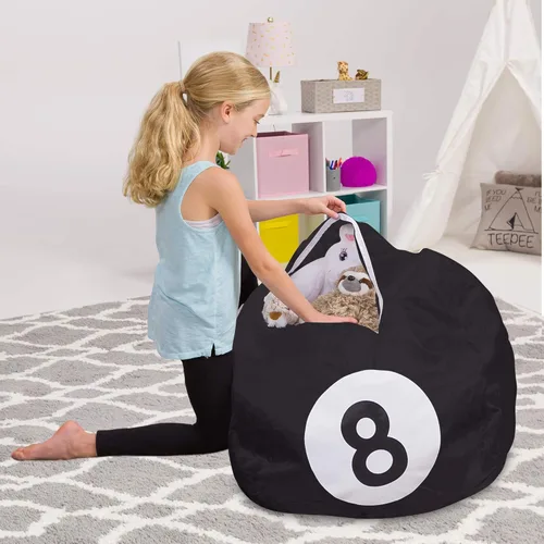 Miniatura 38 de Posh Stuffable - Sillón puff con almacenamiento para niños, contenedor de animales de peluche, organizador de juguetes de niños Lona rayas verde