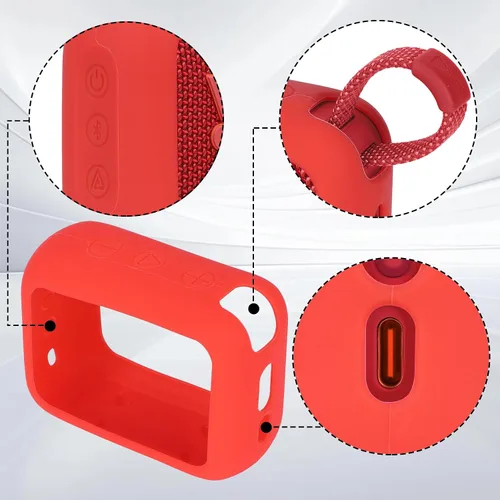 Miniatura 5 de Funda de silicona Lebakort compatible con altavoz portátil JBL GO 4 (Funda negra)