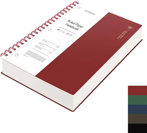 Miniatura 9 de EMSHOI Cuaderno con espiral A4, cuaderno de rayas universitario - 300 páginas, papel grueso de 100 g/m², se abre 180° para colocarse plano