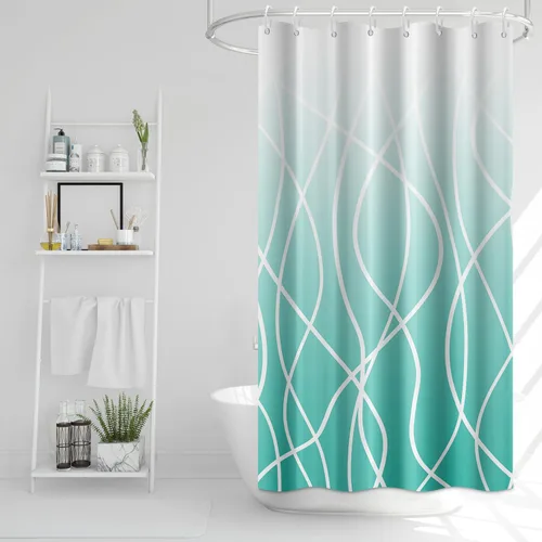Miniatura 64 de Cortina de ducha pequeña a rayas gris claro degradado para baño, 36 x 72 pulgadas, juego de cortina de ducha geométrica para cabina de RV