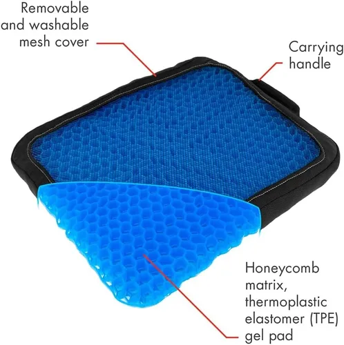 Miniatura 2 de HEALTHMATE Cómodo cojín de gel para sentarse durante mucho tiempo para aliviar el dolor de espalda, ciática y coxis, para silla de oficina