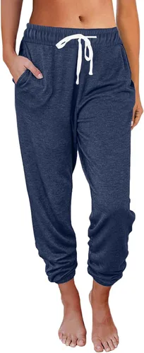 AUTOMET Pantalones deportivos de cintura alta para mujer con bolsillos, pantalones sueltos de descanso y pijama para otoño, invierno, primavera,