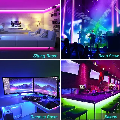 Miniatura 6 de AXMOTUT Tira de luces LED Bluetooth RGB COB, tira de luz LED regulable de 12 V de 9.8 pies con aplicación inteligente y control remoto
