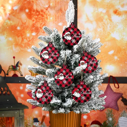 Miniatura 7 de Bucherry Adornos afroamericanos para árbol de Navidad, adornos de Papá Noel negro de 3.2 x 3.9 pulgadas, decoraciones de madera navideñas colgantes