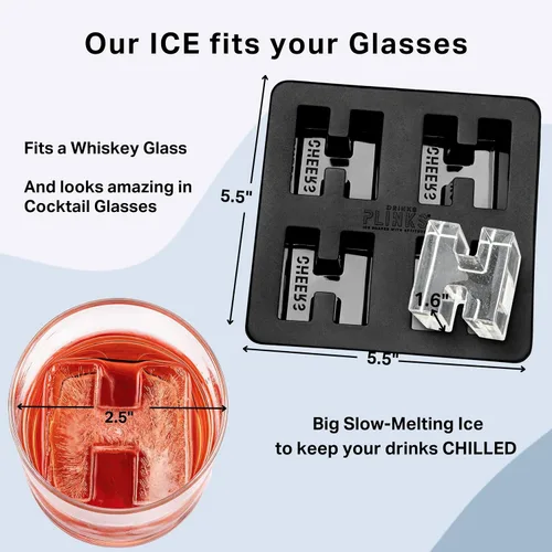 Miniatura 4 de DrinksPlinks Bandeja de Cubitos de Hielo con Letra H - Molde de Cubitos de Hielo de Silicona Personalizado para Whisky – Bandeja Grande