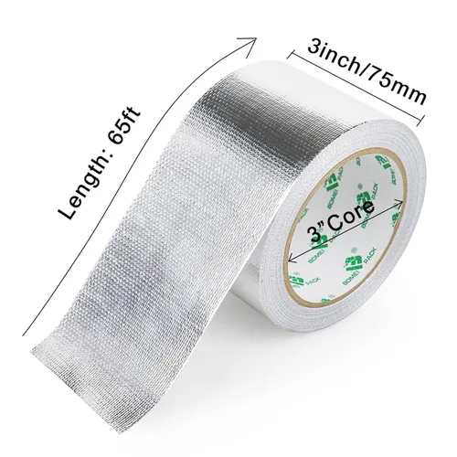 Miniatura 3 de BOMEI PACK Cinta adhesiva de aluminio con protección térmica de papel de aluminio, barrera de calor de 3 pulgadas x 66 pies, material reflectante