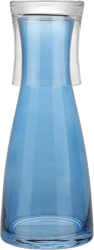 American Atelier Jarra de agua de noche de 33 onzas con vaso, jarra de vidrio de 9 pulgadas con tapa para mesita de noche, habitación de invitados y