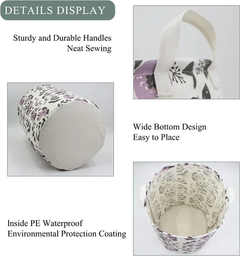 Miniatura 7 de Mziart Cesta plegable para la ropa sucia, cesta grande con estampado floral para ropa sucia para bebés, niñas, niños, juguetes, organizador de ropa