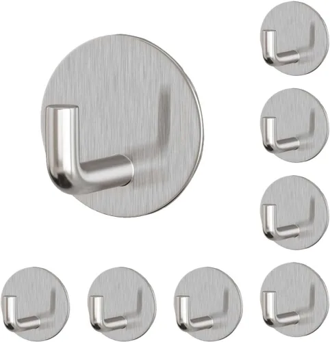 Miniatura 12 de Ganchos adhesivos para toallas EDMILE para baños, 8 piezas de ganchos para toallas para colgar sombreros, batas, abrigos, ganchos adhesivos