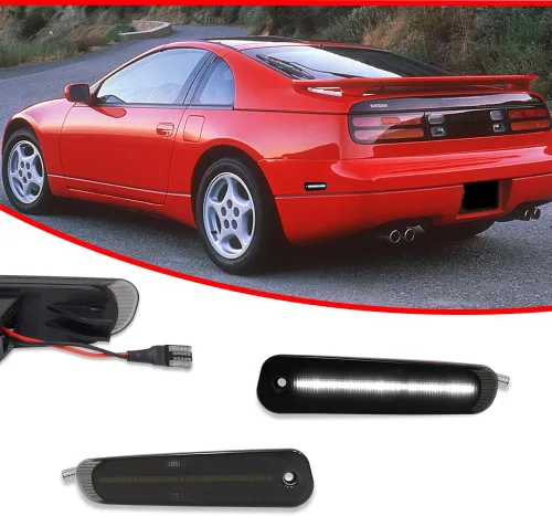 Miniatura 2 de Lente Roja Luz Marcadora Lateral del Parachoques Trasero Conjunto de Carcasa de Lámpara del Guardabarros Compatible con Nissan 300ZX Z32 1990 1991