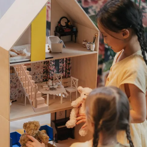Miniatura 2 de DOITOOL Escalera en miniatura de 12 escalas con pasamanos izquierdos, sin pintar, accesorio de muebles de casa de muñecas de madera para bricolaje