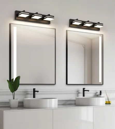 Miniatura 4 de Joossnwell Luces negras de tocador para baño, regulables, 5CCT (3 luces, 19.69 pulgadas), modernas lámparas de baño sobre espejo LED para tocador