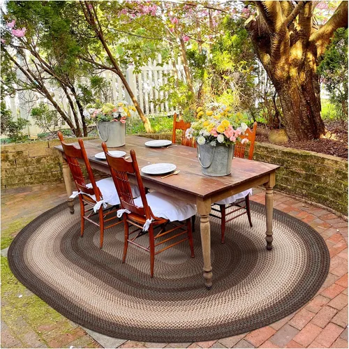 Miniatura 61 de Alfombra ovalada trenzada gris humo de 20 x 30 pulgadas, lavable para interiores y exteriores, decoración campestre para cocinas y entradas