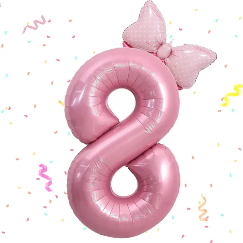 Miniatura 14 de HIBILDER 2 globos rosados del número 6 y mini lazo, decoraciones de fiesta de cumpleaños de 40 pulgadas, suministros de fiesta de sexto para niñas