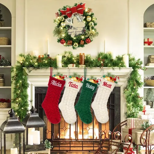 Miniatura 16 de Calcetines de Navidad personalizados para perros y gatos, calcetín de Navidad bordado con nombre personalizado en forma de pata de mascota o hueso