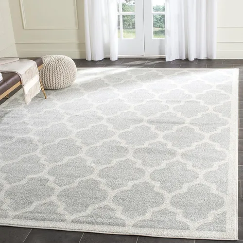 Miniatura 9 de SAFAVIEH Amherst Collection AMT420E - Alfombra para pasillo, 2 pies 3 pulgadas x 7 pies, beige y gris claro, diseño de enrejado marroquí,