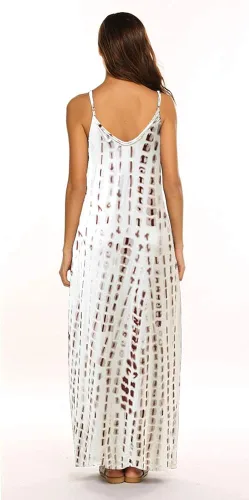 Miniatura 2 de Ours - Vestido de verano largo para mujer con tirantes finos bolsillos estampado floral uso informal estilo bohemio
