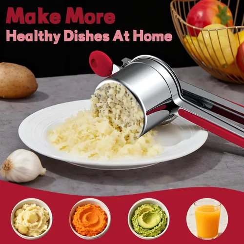 Miniatura 5 de Ricer de papas grande de 15 oz para puré de papas, resistente 18/8 de acero inoxidable para alimentos para bebés y máquina de spaetzle, herramienta