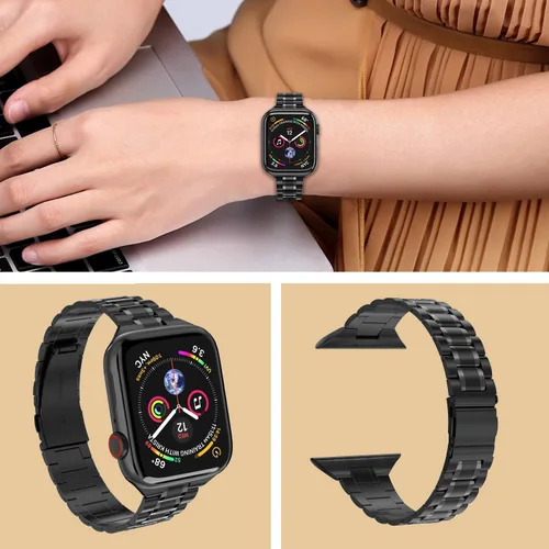 Miniatura 5 de Chuangshiji Compatible con Apple Watch Band de 38mm 40mm 41mm 42mm 44mm 45mm, pulsera de metal de acero inoxidable sólida para iWatch Series