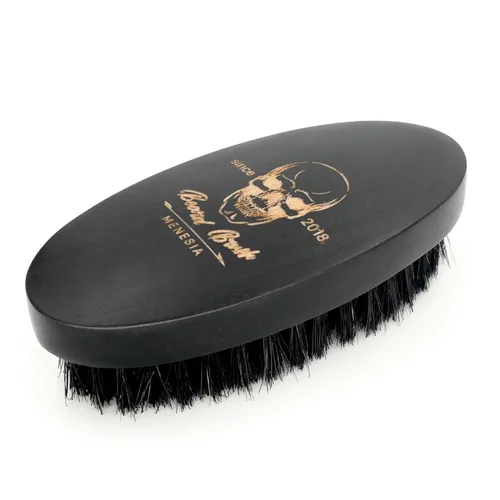Miniatura 3 de Cepillo de barba y pelo con cerdas de jabalí negro para hombres, pequeño cepillo de madera de viaje para el bolsillo (negro)